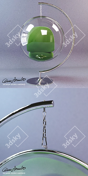 Sleek Acrylic & Steel Bubble Chair 3D model image 3