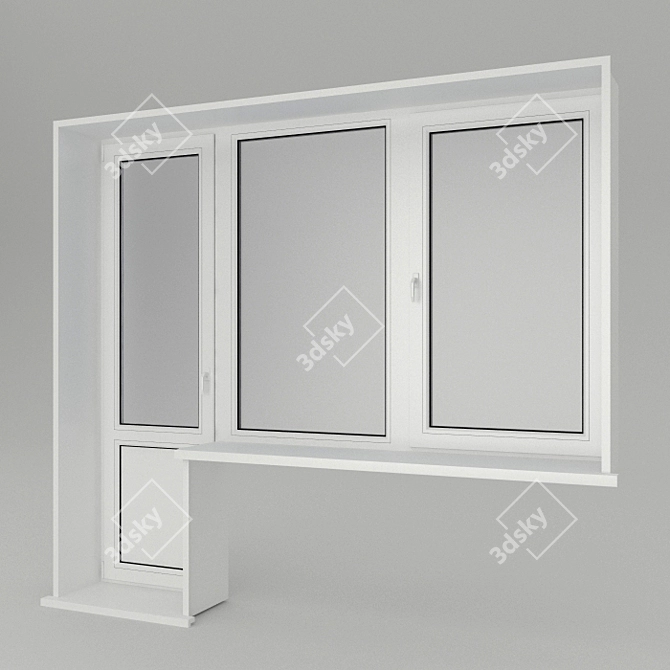 Modern PVC Window with Vray | 8,312 Polygons 3D model image 1