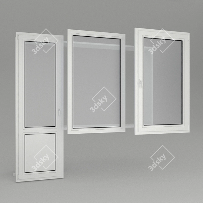 Modern PVC Window with Vray | 8,312 Polygons 3D model image 3