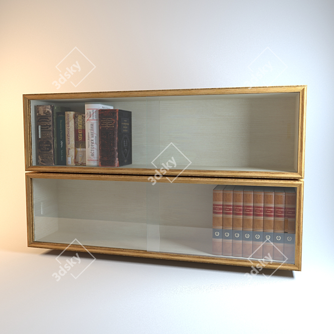 Vintage Romanian Bookshelves 3D model image 1