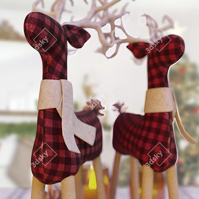 Cozy Fabric Reindeer | 150mm Length 3D model image 2