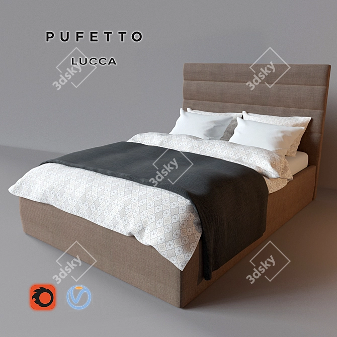 Modern Stylish Lucca Bed 3D model image 1