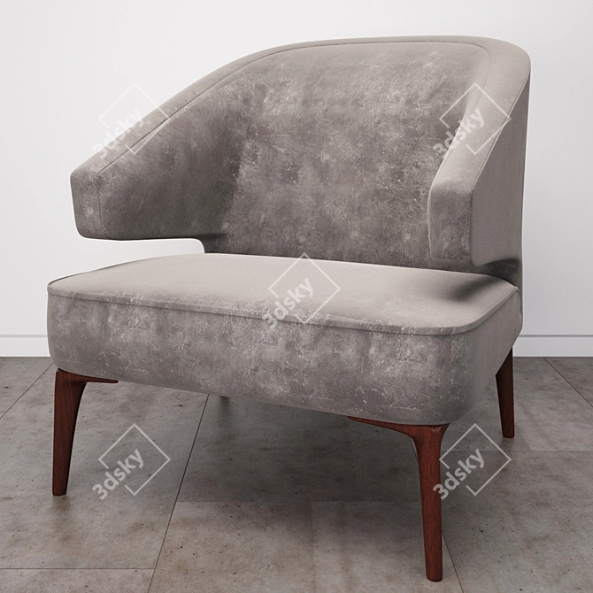 Modern Grey Fabric Chair 3D model image 1