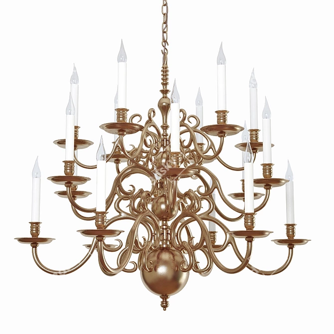 Classic Bronze Varnished Chandelier 3D model image 1