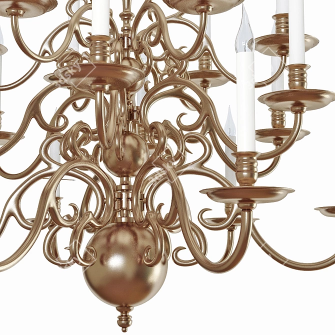 Classic Bronze Varnished Chandelier 3D model image 2