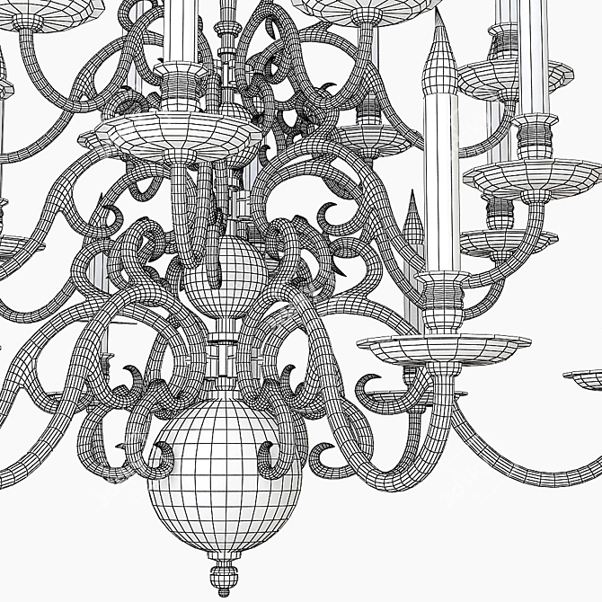 Classic Bronze Varnished Chandelier 3D model image 3