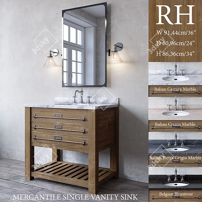 Elegant Mercantile Single Vanity 3D model image 1