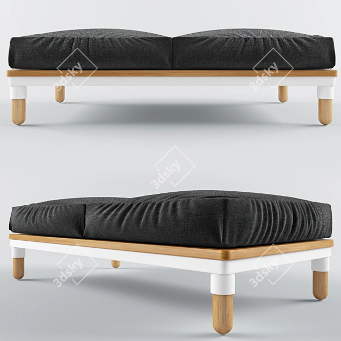 Ukrainian-made Couch R6: Wood, Metal, Textile, Plywood 3D model image 1