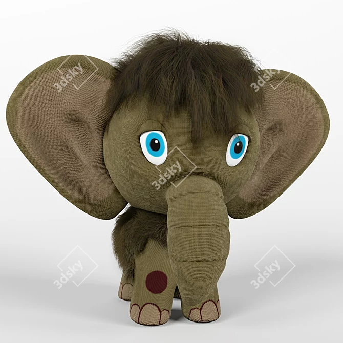 Cozy Mammoth Plush Toy 3D model image 1