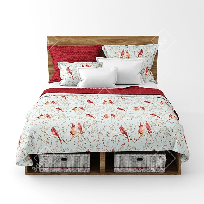 Cozy Winter Cardinal Bedding Set 3D model image 2