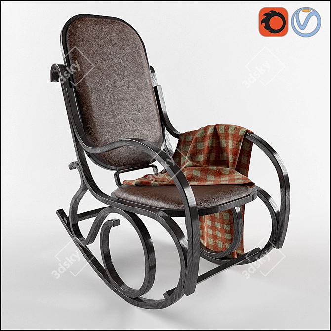 Elegant Rocking Chair with Unique Textures 3D model image 1