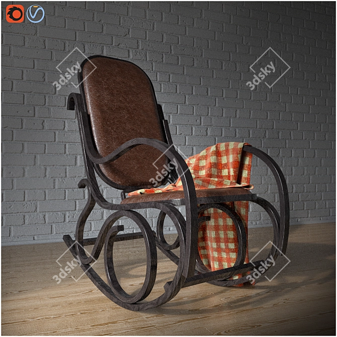 Elegant Rocking Chair with Unique Textures 3D model image 2