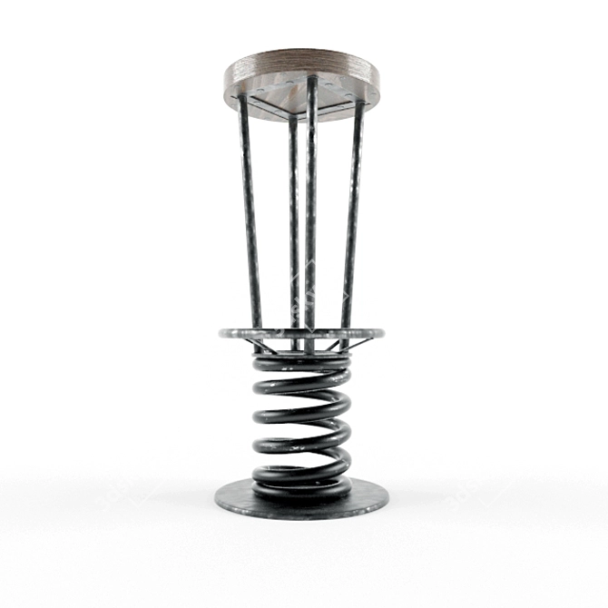 Industrial Woodbar Stool 3D model image 3