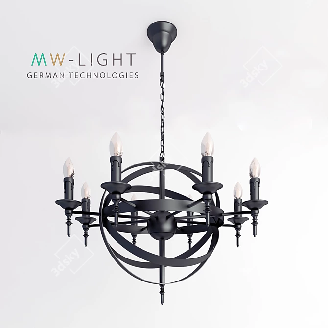 MW-LIGHT Castle Black Metal Chandelier 3D model image 1