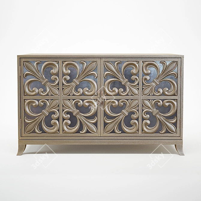 Urban Elegance Chest: Handcrafted Solid Poplar Wood & Mirror 3D model image 1