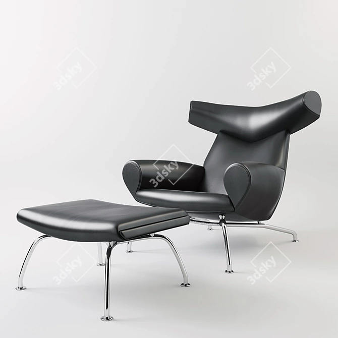 Luxurious Scandinavian Design: Wegner Ox Chair 3D model image 1