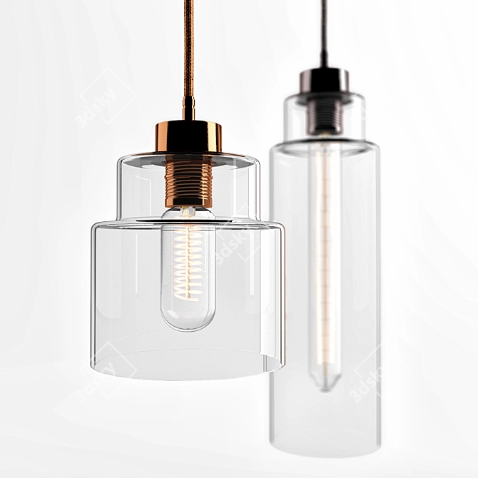 Elegant Clear Glass Empire Lights 3D model image 2