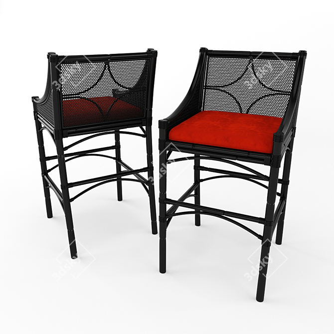 Elegant Woven Bar Chair 3D model image 1