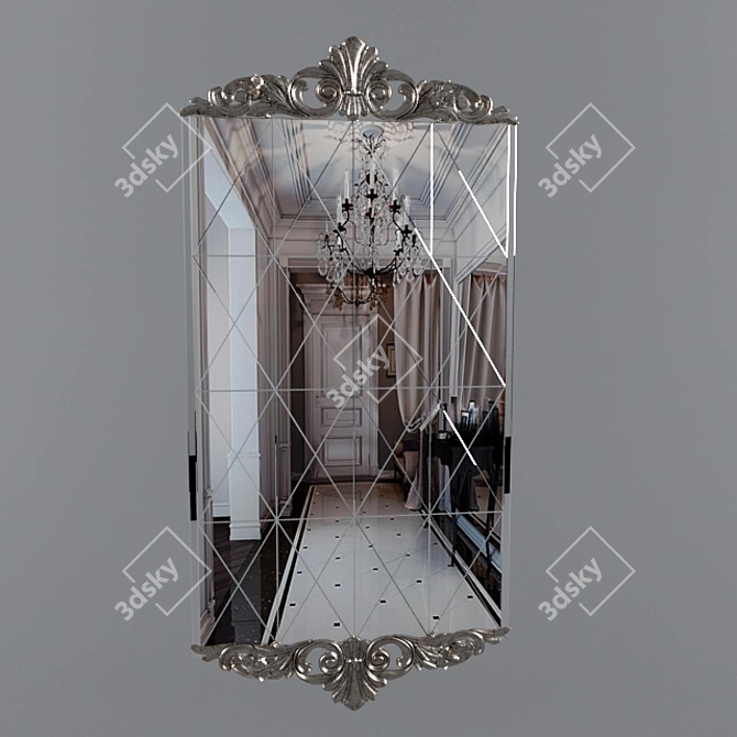 Sophisticated Framed Mirror 3D model image 2
