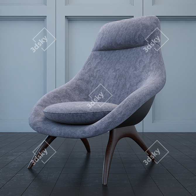 Gemini Lounge Chairs: Nutwood & Plastic Frame 3D model image 1