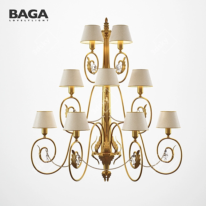 Baga Silk Crystal Chandelier 3D model image 1