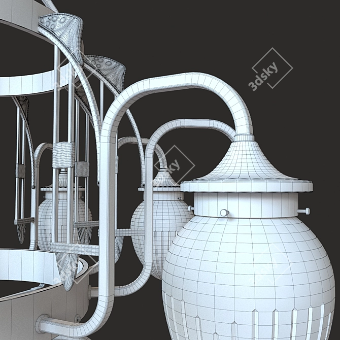 Golden Antique Cologne Chandelier 3D model image 2