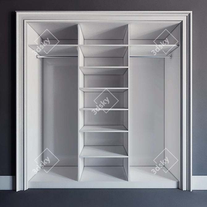 MaxBuilt-in Closet 02: 2400mmH x 2200mmL x 600mmD 3D model image 3