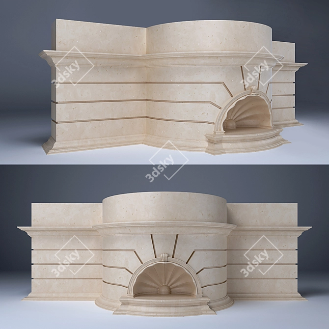 Classic Semi-Circular Bay Window Mihrab 3D model image 1