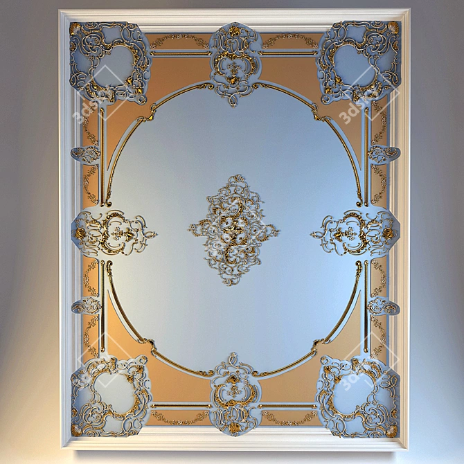 Elegant Stucco Ceiling Elements 3D model image 1