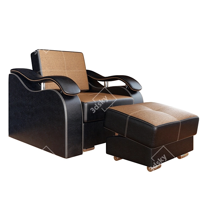 Elegant Leather Lounge Chair 3D model image 1