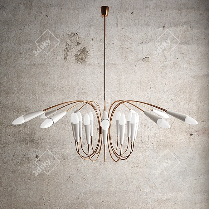 Title: Elegant 12-Light Aretha Chandelier 3D model image 2