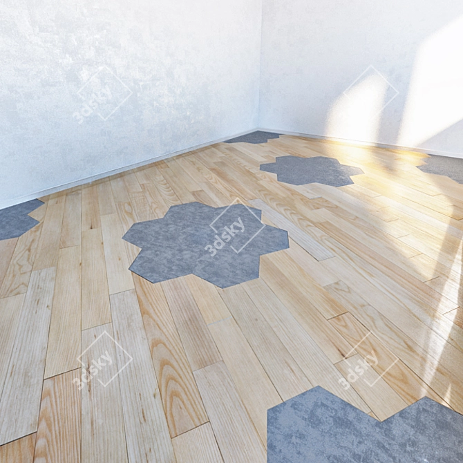 Sleek Wood Parquet Flooring 3D model image 1