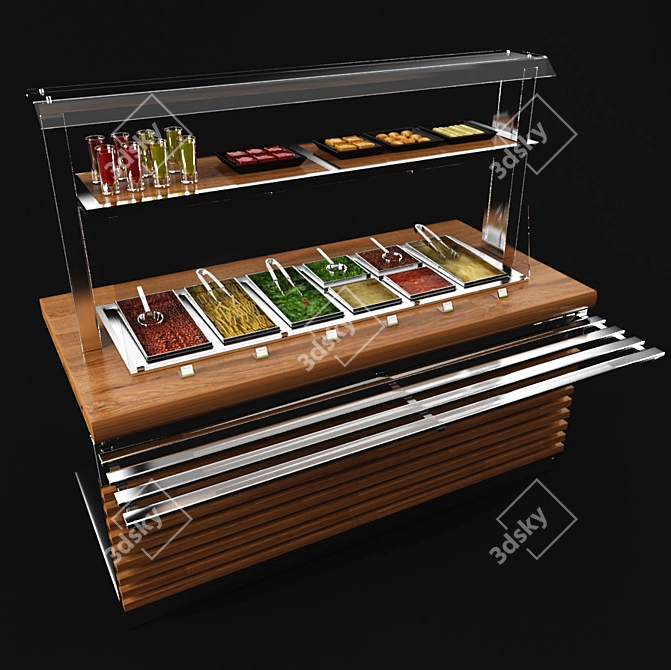 Double Tier Warmer Rack Stand 3D model image 1