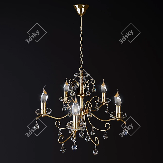 Golden Charm Pendant Chandelier 3D model image 1