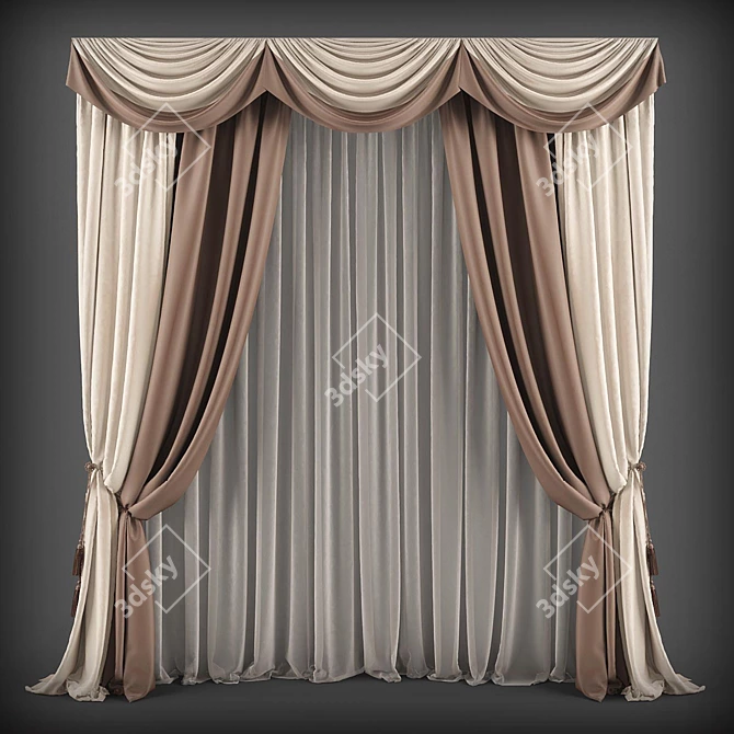 Classic Elegance Curtains 3D model image 1