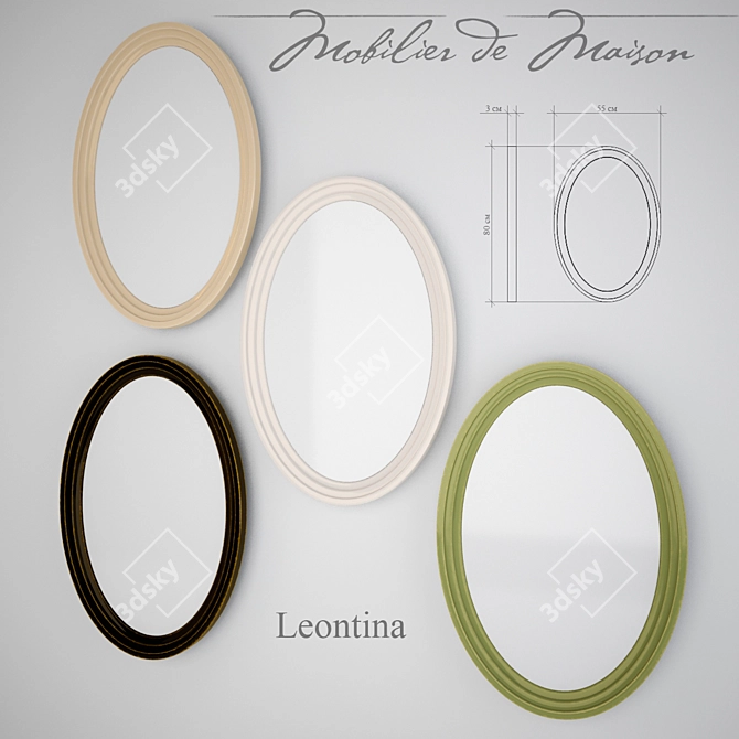 Leontina Oval Mirror: Provencal Style with Multiple Color Options 3D model image 1