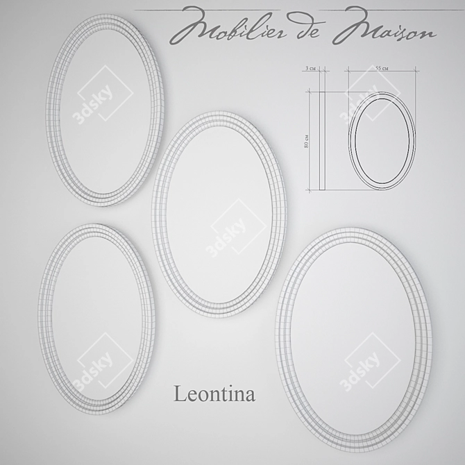 Leontina Oval Mirror: Provencal Style with Multiple Color Options 3D model image 2