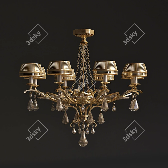 Radiant Elegance: Golden Aura Chandelier 3D model image 1