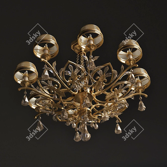 Radiant Elegance: Golden Aura Chandelier 3D model image 2