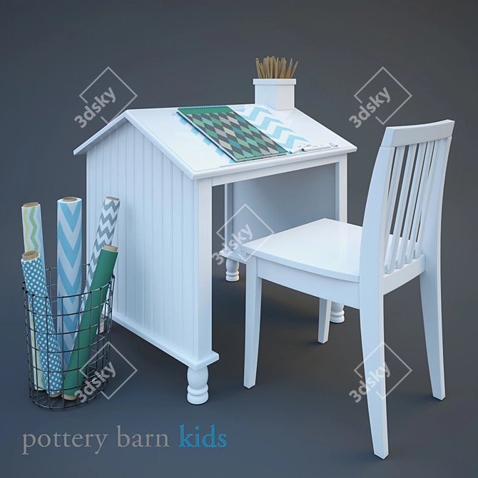Catalina House Desk: Perfect Study Space 3D model image 1