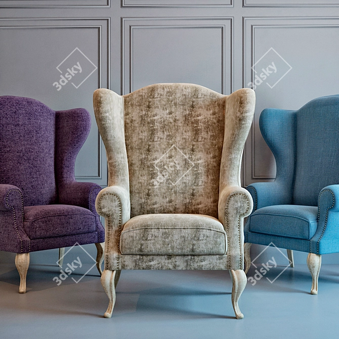 Chinese Classic Armchair: Elegant Design, Variety of Colors 3D model image 1