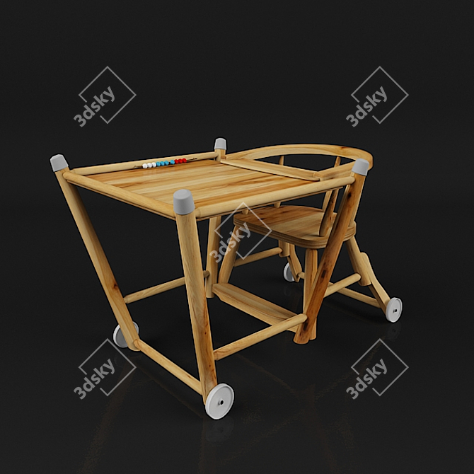 Vintage Czech Children's Table-Chair 3D model image 2