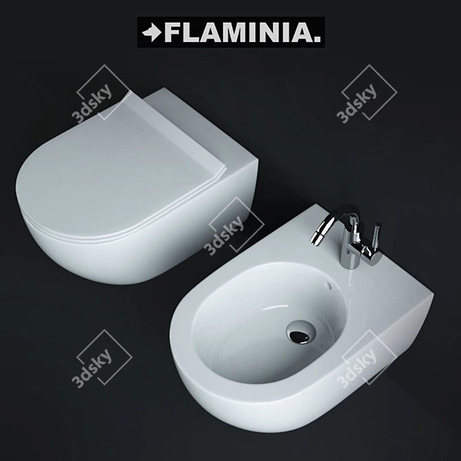 Flaminia APP Toilet & Bidet + Tara.Logic Mixer 3D model image 1