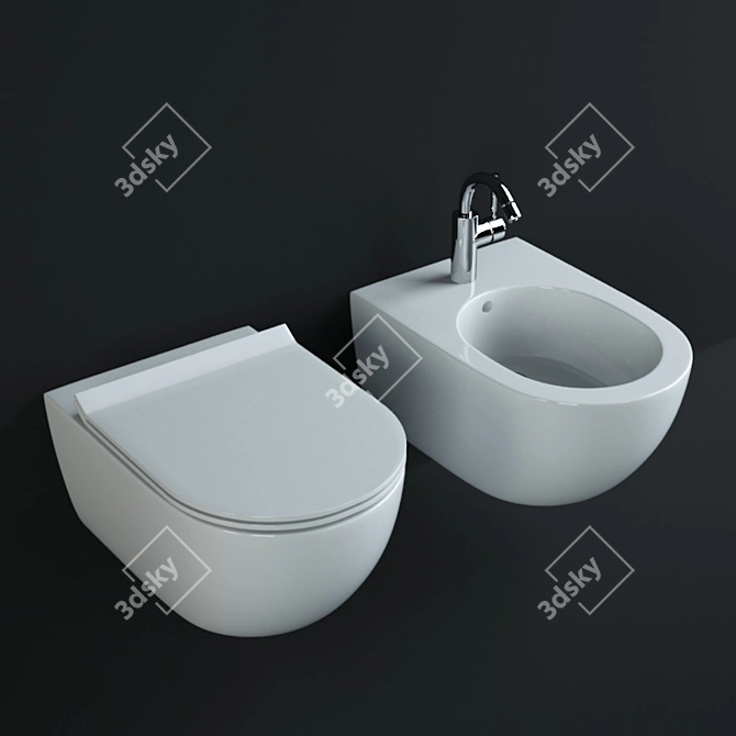 Flaminia APP Toilet & Bidet + Tara.Logic Mixer 3D model image 2