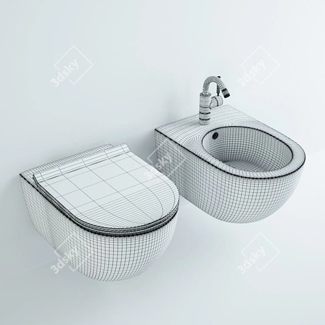 Flaminia APP Toilet & Bidet + Tara.Logic Mixer 3D model image 3