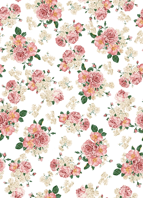 Seamless Fabric Blooms 3D model image 2