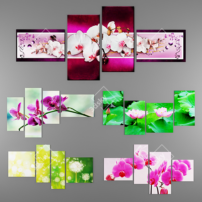 Elegant Floral Wall Art 3D model image 1