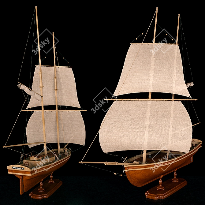 Nautical Elegance: Achilles Sailboat 3D model image 2