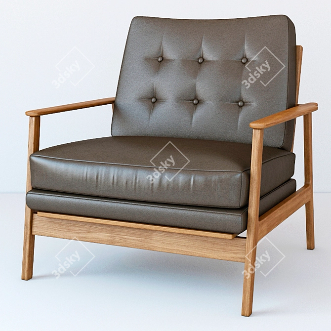 Sleek Leather Armchair - Unisex Design 3D model image 1