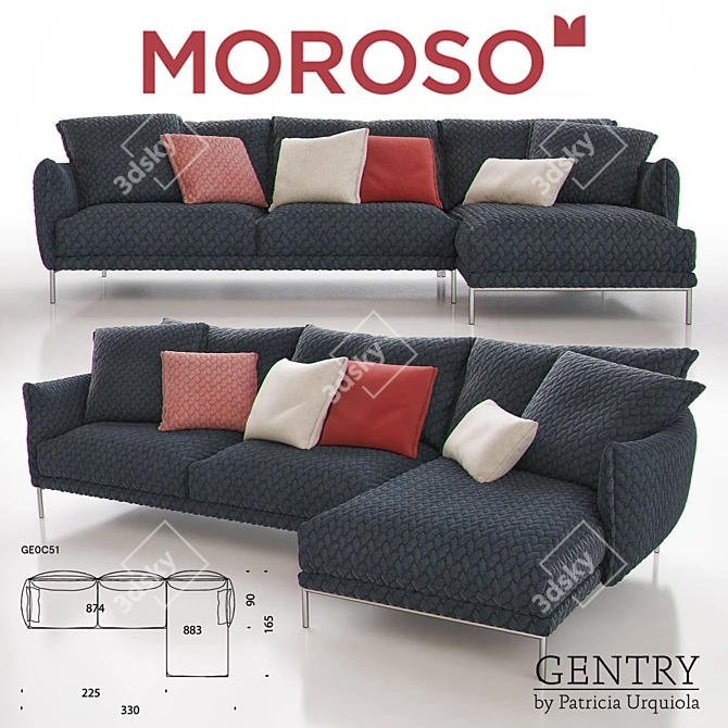 Vintage Inspired Moroso Gentry Sofa 3D model image 1